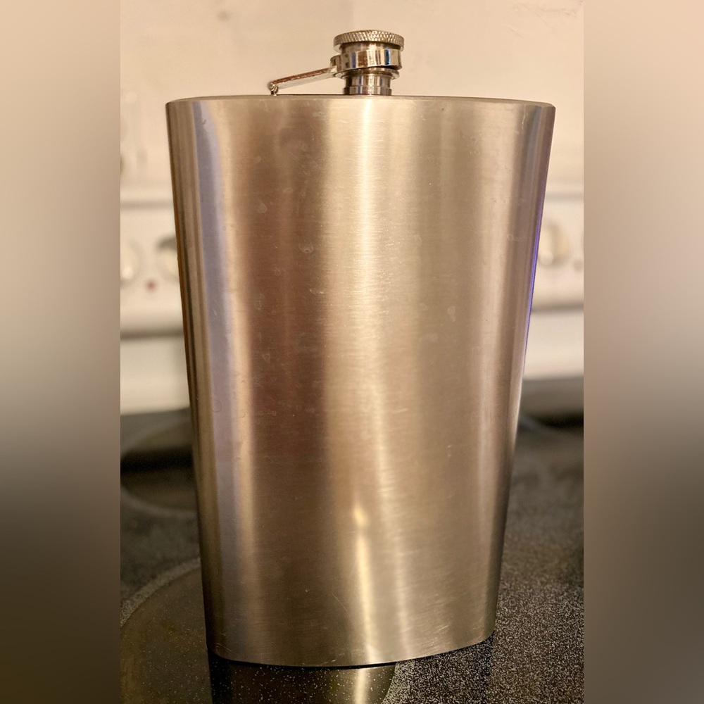 64oz Big Jumbo Large Half-Gallon Stainless Steel Flask 12" x 6.5"
